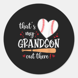 Sticker Rond C'Est Mon Petit-Fils Là-Bas De Baseball Grand-Mère