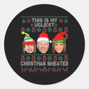 Sticker Rond C'Est Mon Plus Mauvais Noël Anti-Biden Fun Noël
