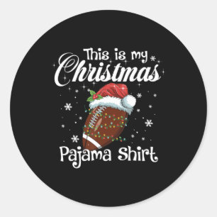 Sticker Rond C'Est Mon Pyjama De Football De Noël Pour Les Garç