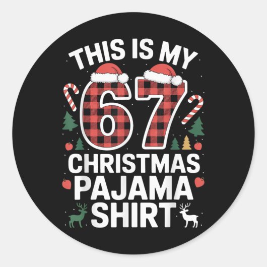 Sticker Rond C'est mon pyjama de Noël 67 (Devant)