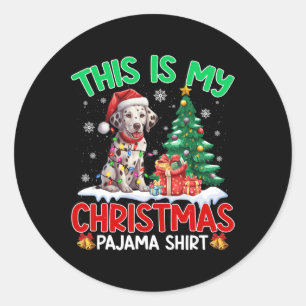 Sticker Rond C'Est Mon Pyjama De Noël Amoureux de les chiens Da