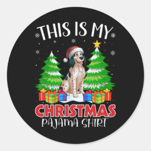 Sticker Rond C'Est Mon Pyjama De Noël Chien Xma