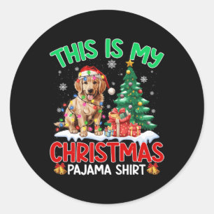 Sticker Rond C'Est Mon Pyjama De Noël Golden Retriever Chien L