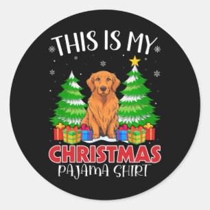 Sticker Rond C'Est Mon Pyjama De Noël Golden Retriever Chien X
