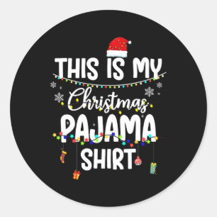 Sticker Rond C'Est Mon Pyjama De Noël Jeu De Noël Chaîne Lumièr
