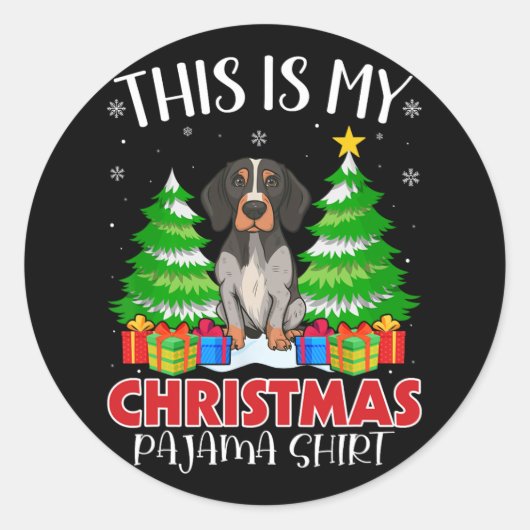 Sticker Rond C'Est Mon Pyjama De Noël Pointer Chien Xm (Devant)