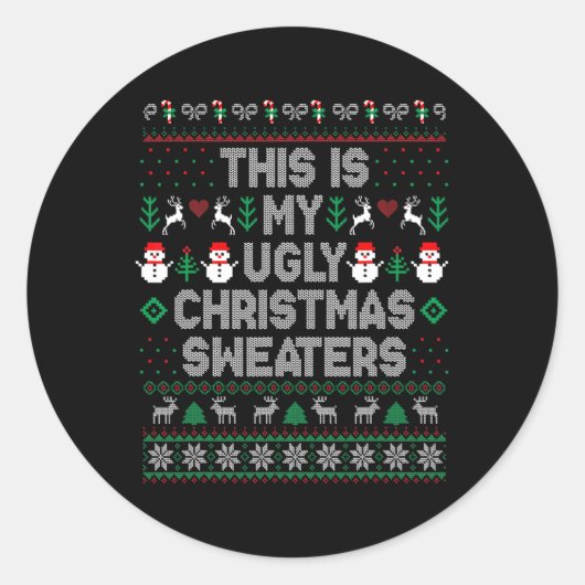 Sticker Rond C'est mon trop chaud pour un pull de Noël moche (Devant)