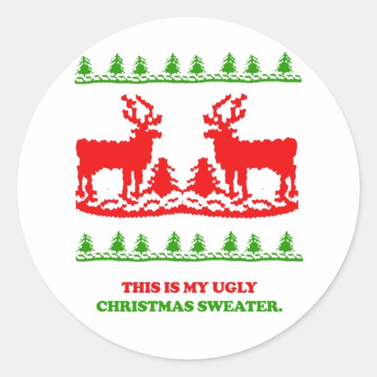 Sticker Rond C'est mon vilain pull de Noël (Devant)
