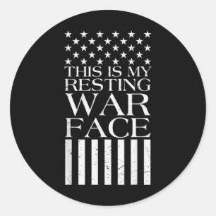 Sticker Rond C'est mon visage de guerre de repos Vétérinaire du