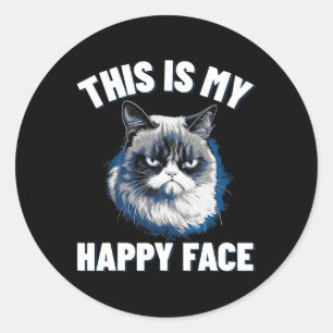 Sticker Rond C'Est Mon Visage Heureux - Chat Drôle Avec Le Visa