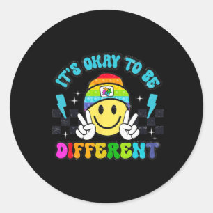 Sticker Rond C'est Okay D'être Différent Sourire Visage Puzzle
