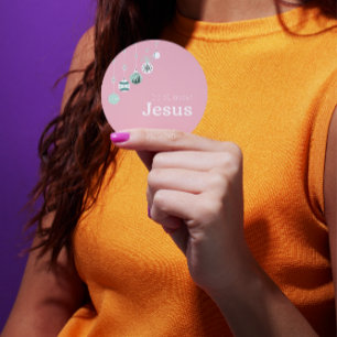 Sticker Rond C'est tout sur Jésus - Noël au pastel rose