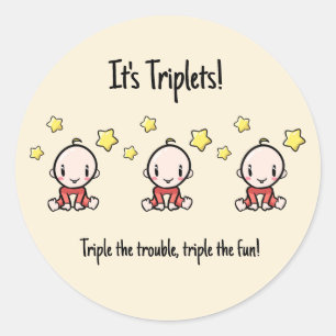 Sticker Rond C'est Triplets !, Propre Texte, Triplet Bébés pers