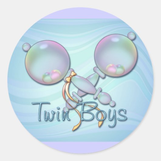 Sticker Rond C'EST TWIN GARÇONS BABY RATTLE par SHARON SHARPE (Devant)
