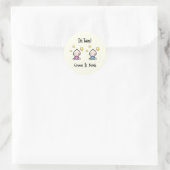 Sticker Rond C'est Twins!, Pink & Blue Personnalisé Twin Babies (Sac)
