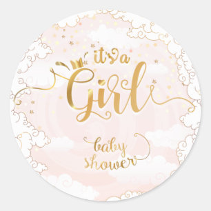 Sticker Rond C'est un Baby shower de fille-princesse