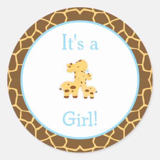 Sticker Rond C'est un Baby shower de Giraffe Garçon (Devant)