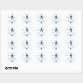 Sticker Rond C'est un baby shower de jeans bleu garçon (Feuille)