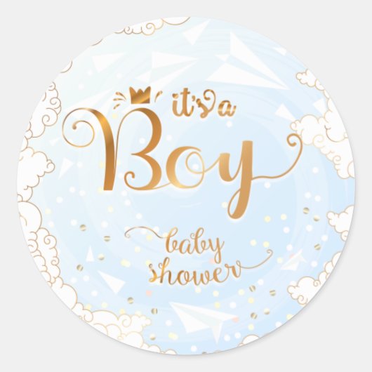Sticker Rond C'est un Baby shower garçon-prince (Devant)