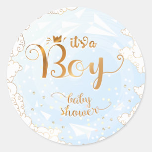 Sticker Rond C'est un Baby shower garçon-prince