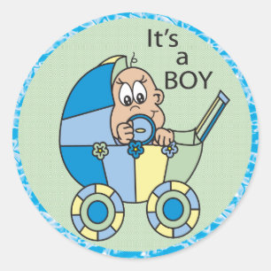 Sticker Rond C'est un bébé dans un chariot