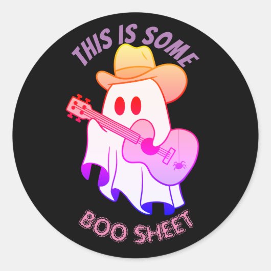 Sticker Rond C'EST UN BOO SHEET, mignon fantôme (Devant)