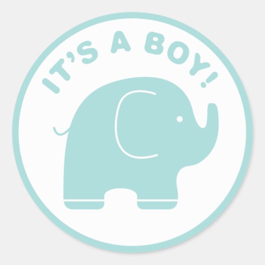 Sticker Rond C'est un chevalier bleu Eléphant Baby shower garço (Devant)