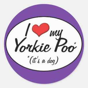 Sticker Rond C'est un chien ! J'Aime Mon Yorkie Poo