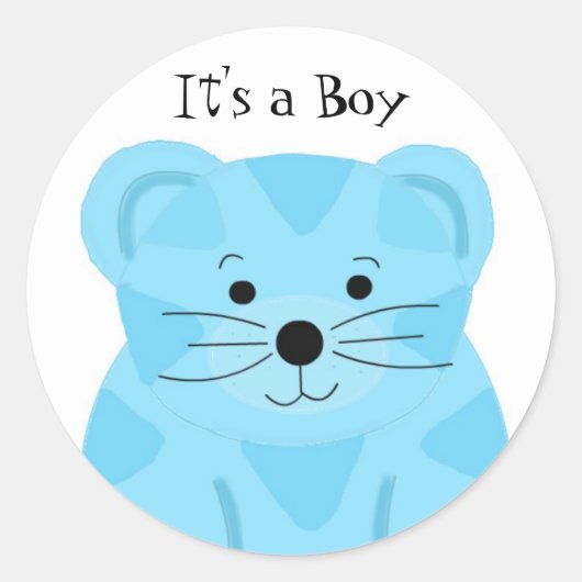 Sticker Rond C'est un Faire-part de naissance bébé tigre (Devant)