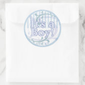 Sticker Rond C'est un Faire-part de naissance Bleu Bleu (Sac)