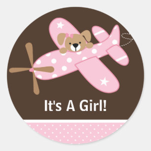 Sticker Rond C'est un faire-part de naissance de bébé d'avion