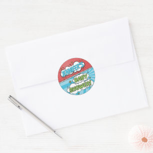 Sticker Rond C'est un garçon Baby Shower de super-héros de band