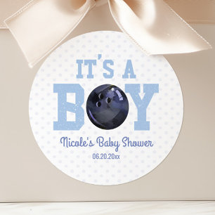 Sticker Rond C'est un garçon ! Blue Bowling Ball Baby shower Fa