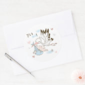 Sticker Rond C'est un garçon cigogne et bébé (Enveloppe)