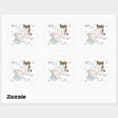 Sticker Rond C'est un garçon cigogne et bébé (Feuille)