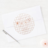 Sticker Rond C'est un garçon ! Douce Gingham Marron Notedry Bab (Enveloppe)