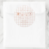 Sticker Rond C'est un garçon ! Douce Gingham Marron Notedry Bab (Sac)