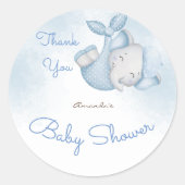 Sticker Rond C'est un garçon éléphant bébé garçon douche bleu (Devant)