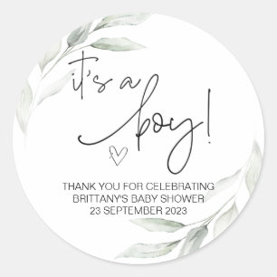 Sticker Rond C'est un garçon mignon Baby shower Fête Favoriser 