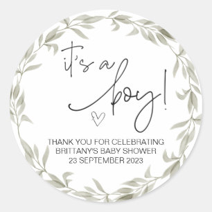 Sticker Rond  C'est un garçon mignon Baby shower Party Favor Cl
