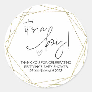 Sticker Rond C'est un garçon mignon Baby shower Party Favor Gol