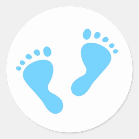 Sticker Rond C'est un garçon - pieds de bébé bleu (Devant)