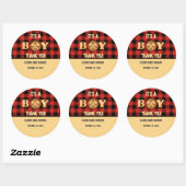 Sticker Rond C'est un garçon Rustic Lumberjack Flannel Baby sho (Feuille)