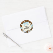 Sticker Rond C'est un Garçon tout en Bleu Stitches & Bow Baby s (Enveloppe)