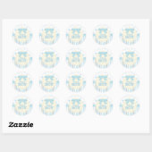 Sticker Rond C'est un Garçon tout en Bleu Stitches & Bow Baby s (Feuille)