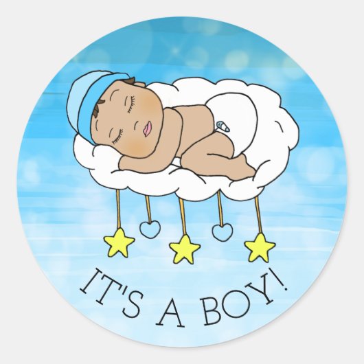 Sticker Rond C'est un garçon, un Baby shower ou un Faire-part d (Devant)