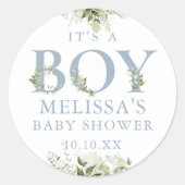 Sticker Rond C'Est Un Petit Baby shower Bleu Dusty (Devant)