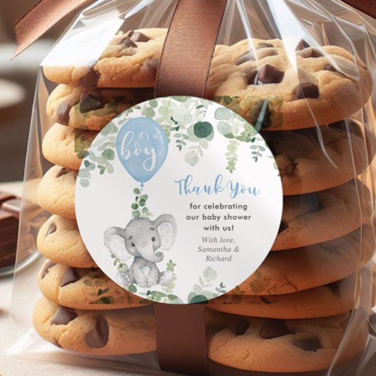 Sticker Rond C'est un petit baby shower de verdure pour éléphan