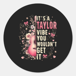 Sticker Rond C'est une ambiance Taylor cœur floral fille enfant