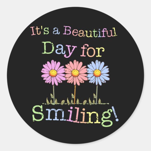 Sticker Rond C'est une belle journée pour le graphisme souriant (Devant)
